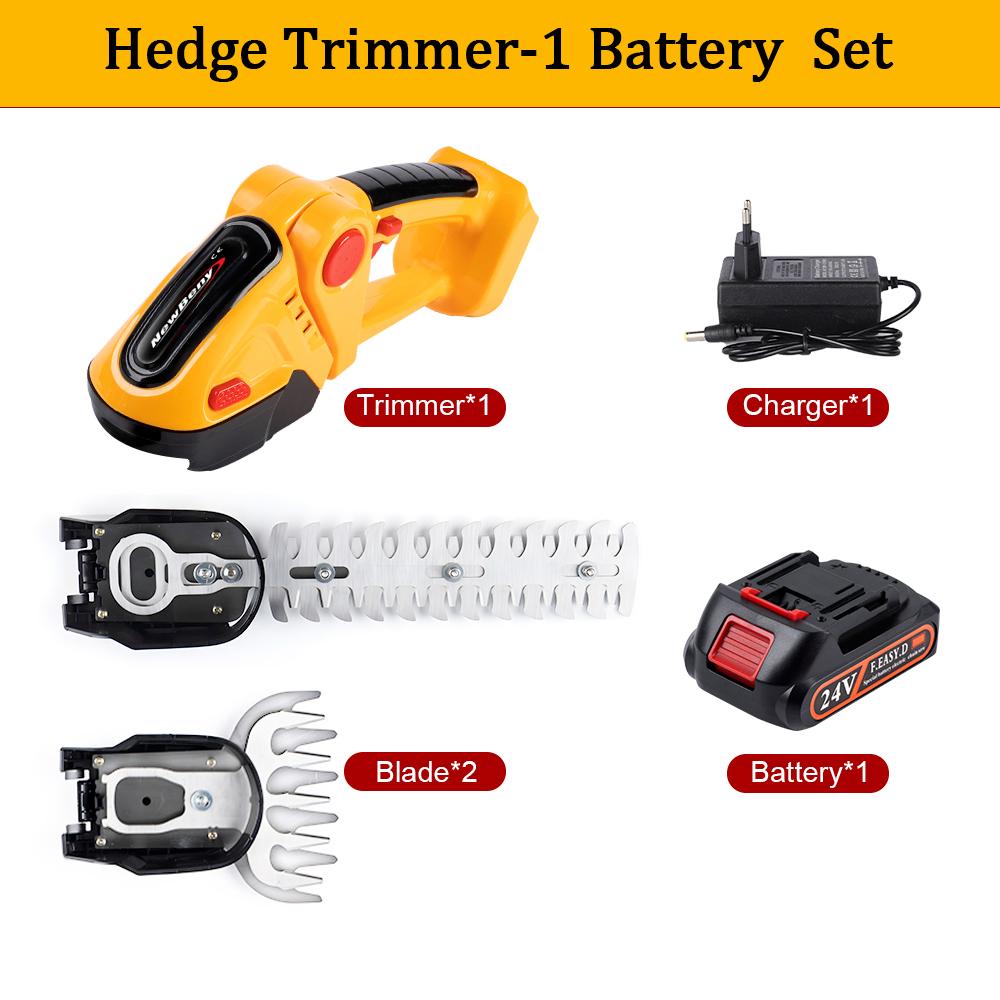 24 В 2 в 1 Электрический триммер для живой изгороди 13000 об/мин Бытовая газонокосилка Садовые ножницы для кустов Ножницы для травы Электроинструмент