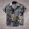 Summer Men's Retro Style Floral Pattern Casual Digital Print Short Sleeved Shirt Button Top Beach Entertainment Fashion Design