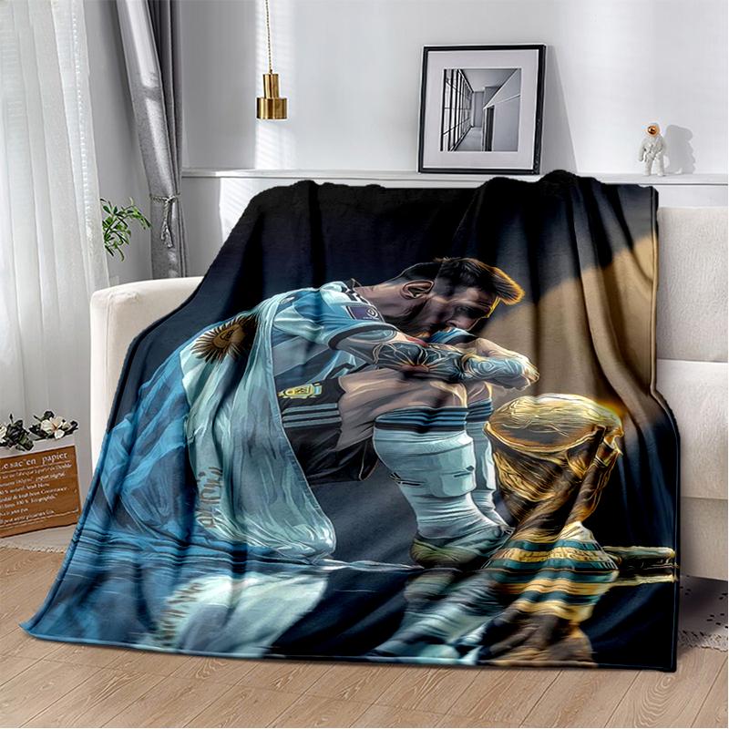 Goat M-Messi Football Sport Star Flannel Blanket Soft Warm Throw Blanket for Bedroom Living Room Bed Travel Camping Picnic Gift
