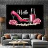 2D Black Fashion Beauty Backdrop Pink Heels, Roses & Pearls Studio Photography Background