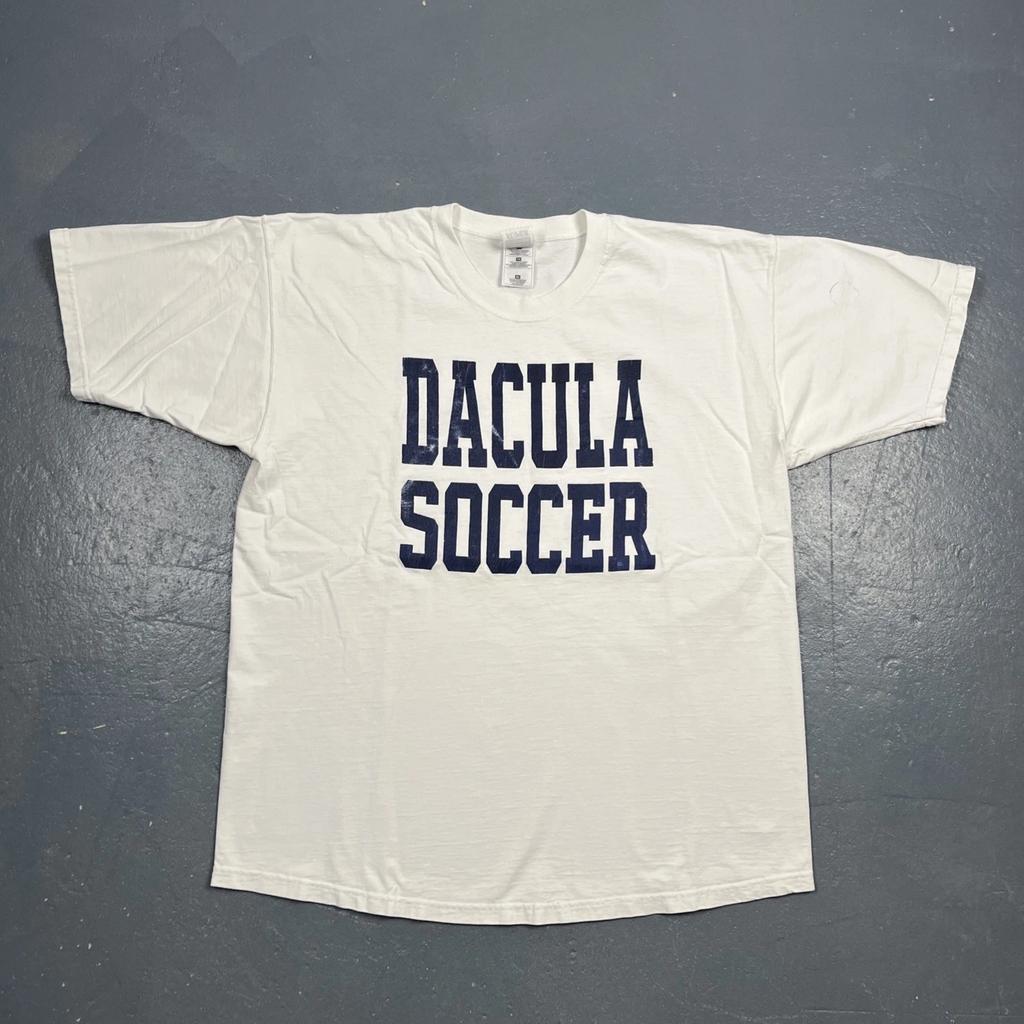 Vintage Dacula Soccer Graphic Tshirt White XL 90s Y2K VTG Sports Casual Unisex