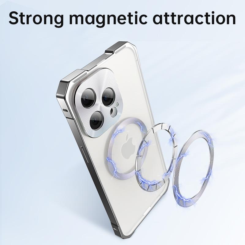 Чехол для телефона из алюминиевого сплава для iPhone 16 Pro 15 Pro Max для Magsafe, магнитный, ударопрочный, прозрачный, жесткий, из ПК, чехол-бампер