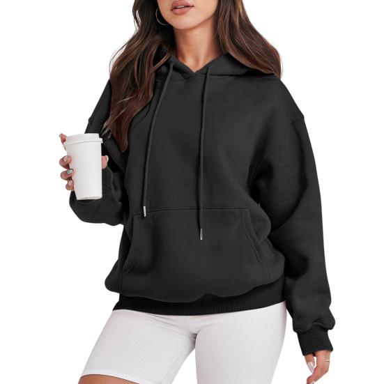 Women Hoodies Drawstring Pullover Fleece Sweatshirts Oversized Long Sleeve Hooded Top with Front Pocket