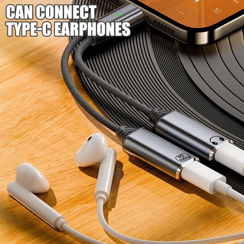 Донгл Type C для наушников и зарядки Hi-Fi качество звука Адаптер для быстрой зарядки Кабель Поддержка синхронизации данных