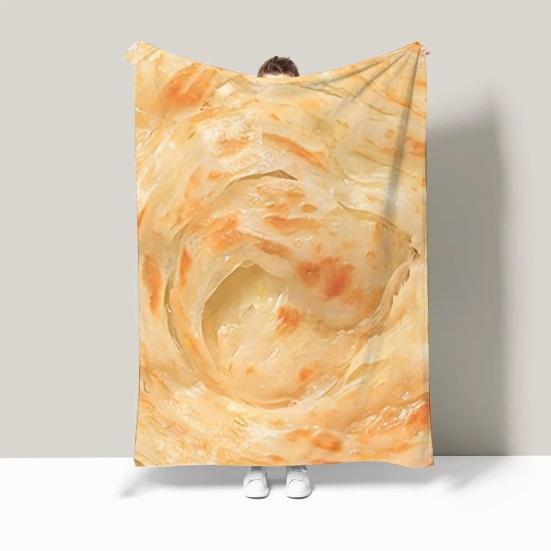 Fun Pancake Flannel Blanket, Creative Realistic Pancake Pattern Nap Blanket, Soft Cozy Throw Blanket for Sofa Couch Office Dormitory