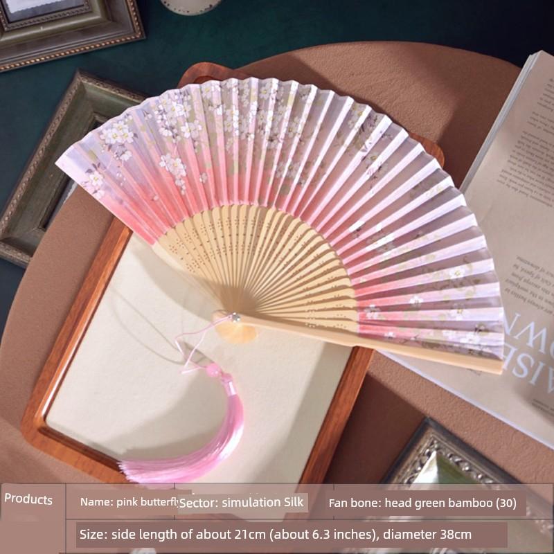 Chinese Style Chinese Ancient Style Japanese Cherry Blossom Cheongsam Folding Fan