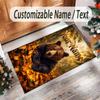 Teddy Bear Theme Crystal Velvet Rug Personalized Custom Name Text Soft Floor Mat Home Decor