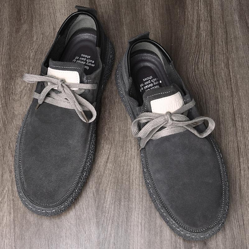 Fashion 2024 British Style Fashionable Brown Men's Lace Up Loafers Massage Sole Comfortable Men's Suede Shoes Versatile Flat Shoes