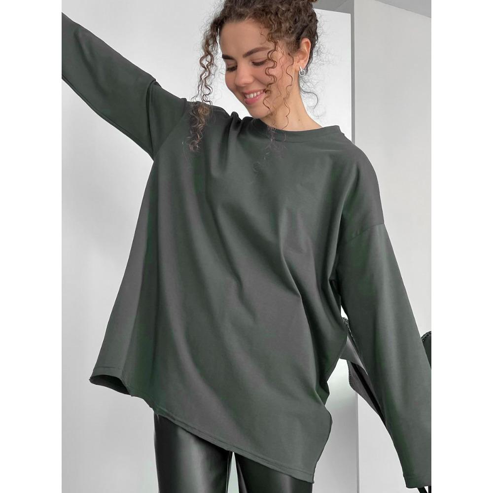 Hirsionsan Базовая футболка с круглым вырезом из 100% хлопка для женщин, свободный свитер большого размера, шикарные повседневные футболки, женские топы, одежда для девочек