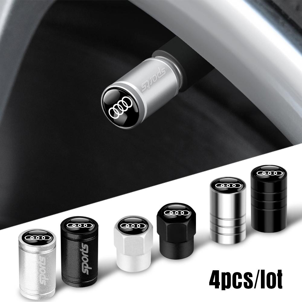 4Pcs Aluminum Metal Car Wheel Valve Caps Tire Air Stem Dust Covers Accessories For Audi Sline A4L A6L A1 A2 A3 A4 A5 A7 RS S3 S4