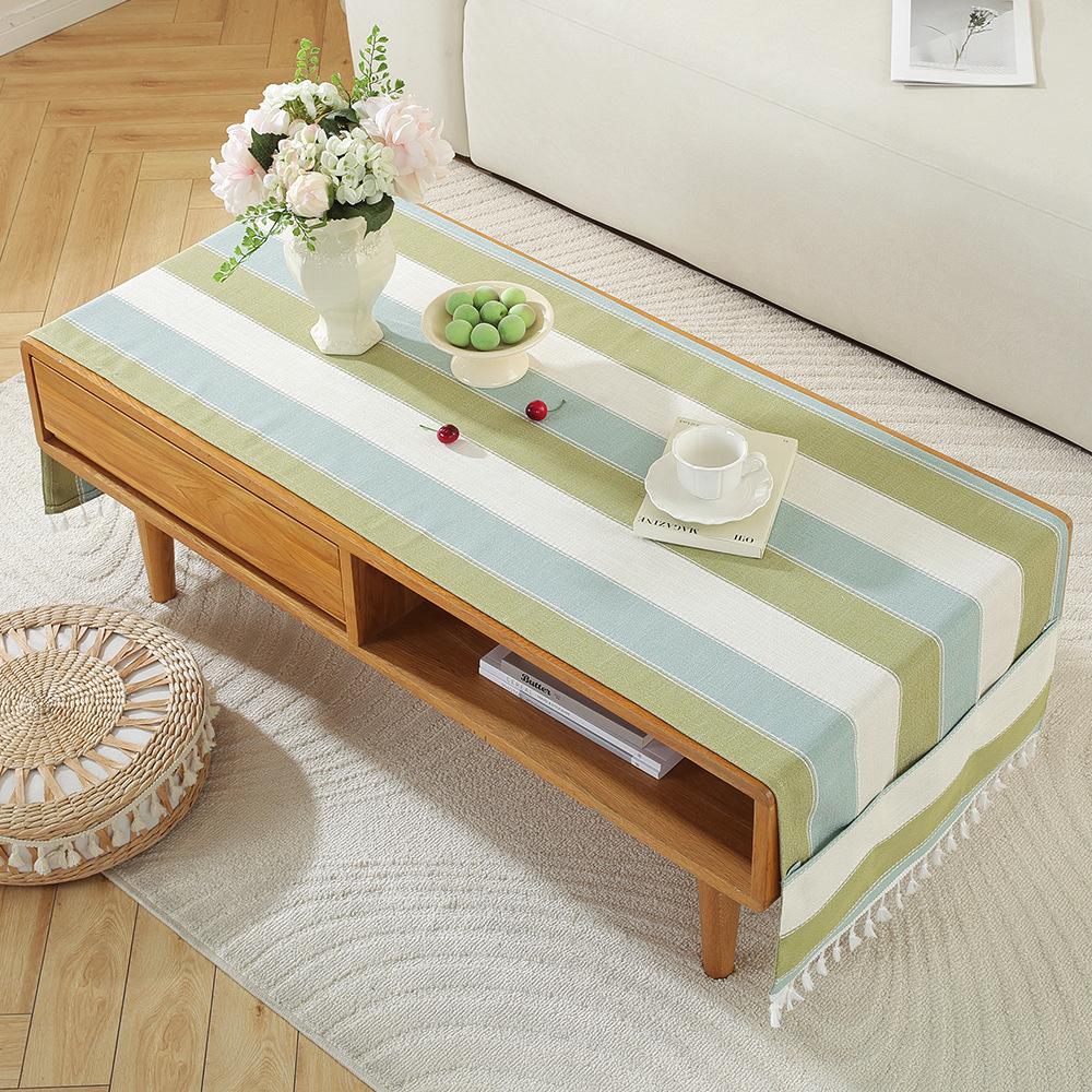 Rectangle Tablecloth Coffee Table Mat Table Mat Fabric Embroidery Jacquard Tassel Household Dust Cover