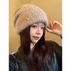 Autumn and Winter Korean Style Large Head Circumference Loose Knitted Pile Hat Showing Face Small Warm and Thickened Ear Protection Hat