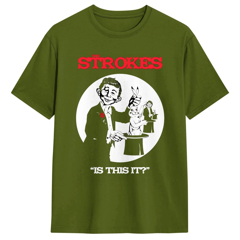 The Strokes Band TShirt Beach Pure Cotton T Shirts For Male Hip Hop Printed Tshirt Short Sleeves Y2K Basic Top Tees