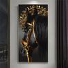Modern Golden Black Horse Poster Animal Canvas Prints Wall Art Pictures For Living Room Entrance Painting Home Decor Frameless
