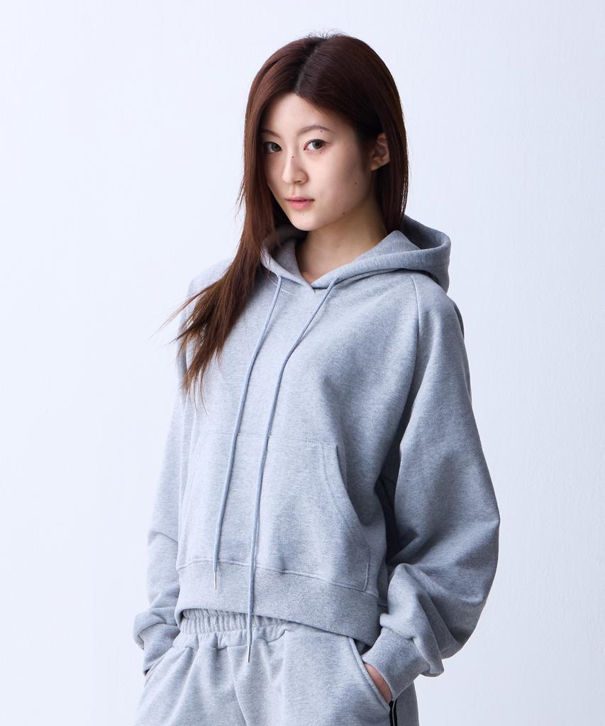 CRUSHST Slimline Crop Sweat Raglan Hoodie Gray
