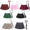 Women Schoolgirls Role Play Costume Fancy Dress Ball Outfit Plaid Pleated Mini Skirt with Necktie Lingerie Sets