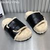 Fur Platform Women Cotton Slippers Flats Fashion Walking Shoes Winter 2024 Autumn Trend Casual Woman Slingback Flip-flops Mujer