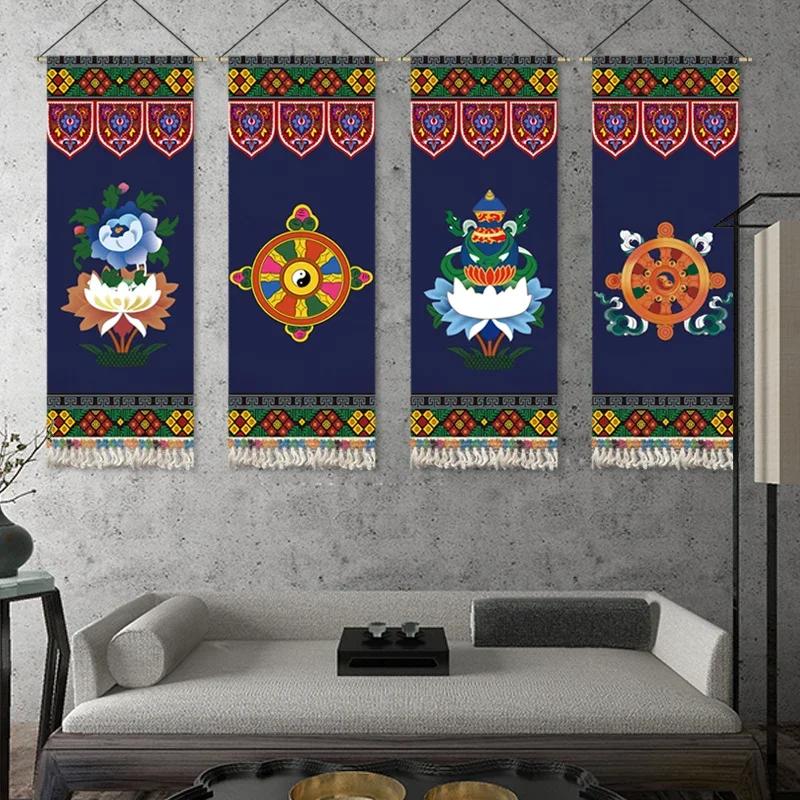 Кисточки Тибетские Благоприятные Восемь Сокровищ Подвесная Картина Искусство Ткань Гостиная Фон Обои Украшения Ткань Картина