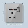 Universal Tempered Glass Dual 3 Pin Power outlet,UK 13A Wall Plug Socket with 20W Fast charge,Home Electrical 2way Light Switch