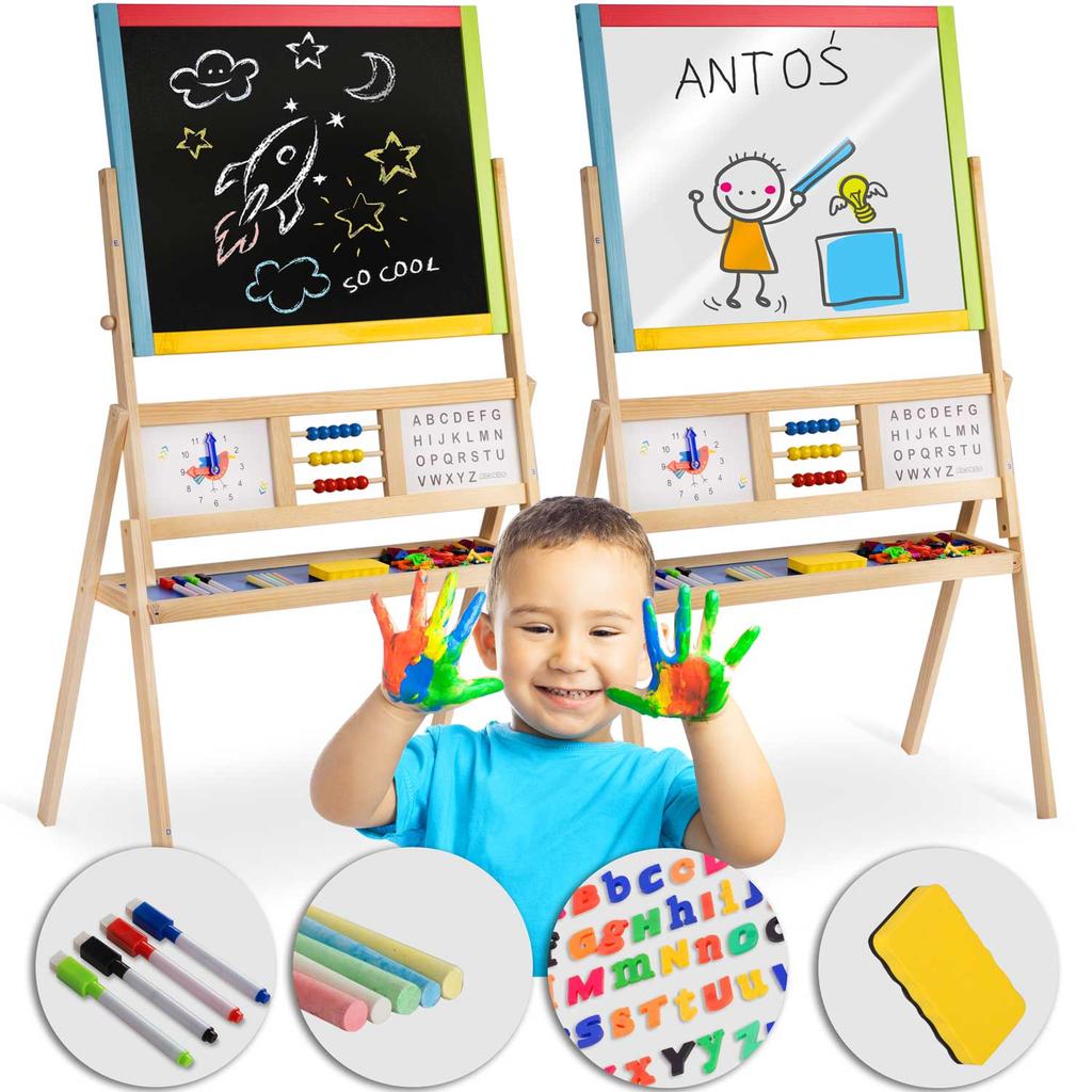 Ricokids Large Magnetic Chalkboard with Rotating Clock - Multicolor
