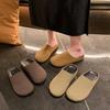 2024 New Retro Ugly Cute Lazy Boken Bag Head Half Slippers Women Wear Flat Bottom Round Head Casual Thick Bottom Slippers