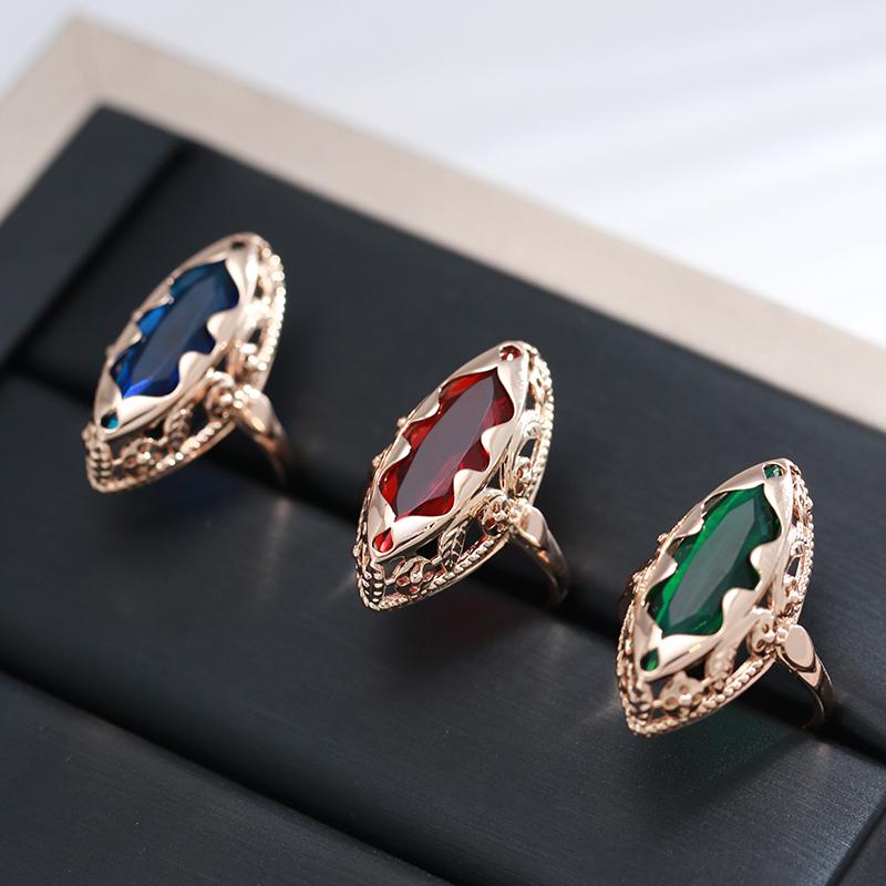 Большие кольца с преувеличенной волнистой текстурой, красные, зеленые, синие цирконы для женщин, винтажные ювелирные изделия золотого цвета