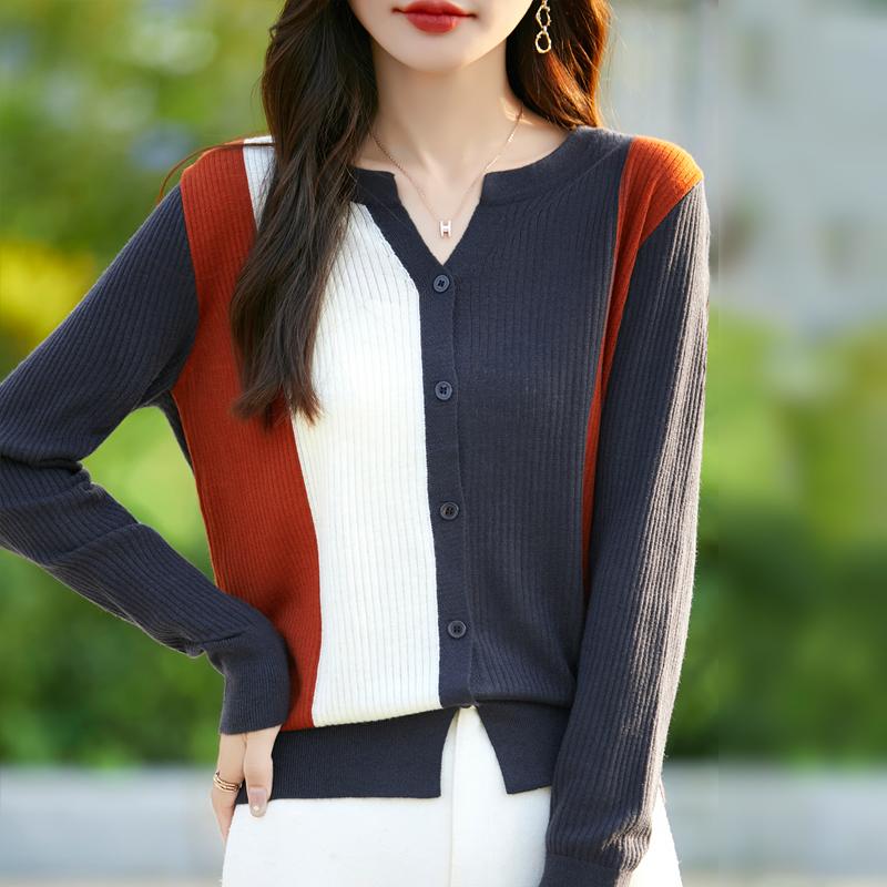 Женский кашемировый кардиган Qinghe кашемир 50% шерсть 50% шелк Женский осенне-зимний кашемировый кардиган мягкий и теплый