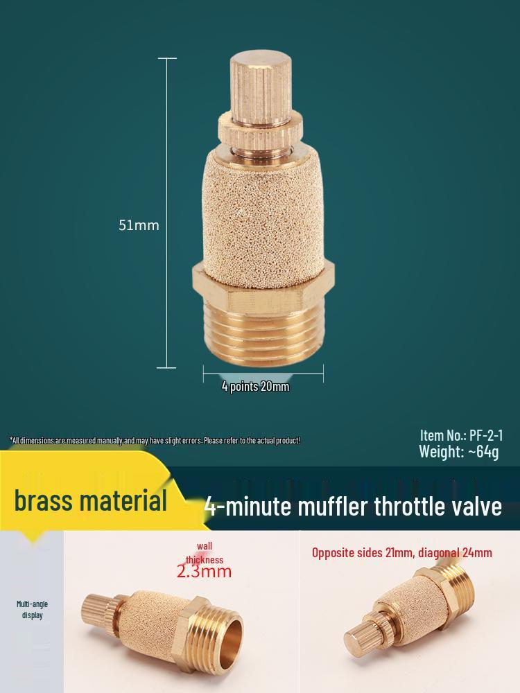 Adjustable Exhaust Speed Control Silencer for Solenoid Valve (1.2, 1.3, 1.4) - Pneumatic Muffler Throttle with Inner and Outer Covers