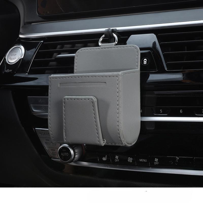 Многофункциональный автомобильный органайзер для хранения, крепящийся на воздуховод, с клейкой присоской | Органайзер на приборную панель с держателем для телефона