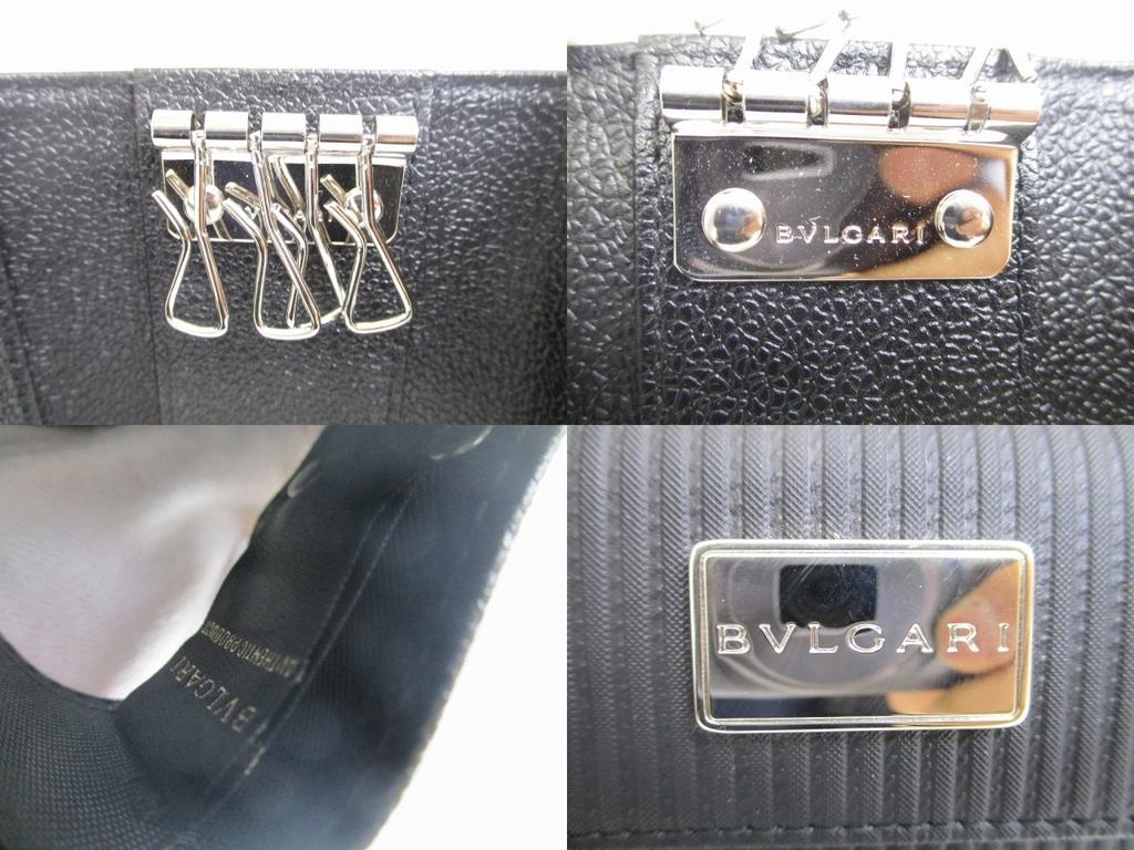 Authentic BVLGARI Mirerige Black Leather 4 Pics Key Cases #a659  Refurbished