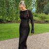 Woman's Long Sleeve Elegant O Neckline Long Dress Fashion Party Date Ladies Long Dresses