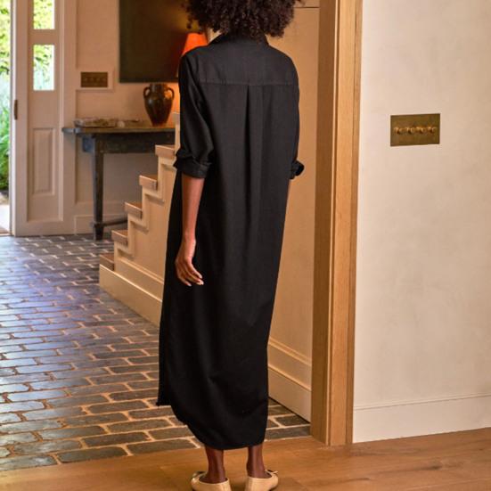 Женское повседневное джинсовое платье-рубашка с длинным рукавом и пуговицами, длинное джинсовое платье с отворотом