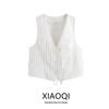 Fashion Style 2024 Autumn New Women's Clothing Slim Looking Versatile Striped Sleeveless V-neck Vest Vest 2010887