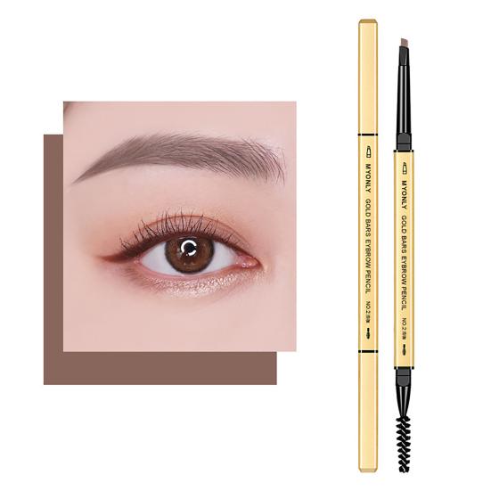 0.1g Triangle Eyebrow Pencil Waterproof Time-saving Safe Square Gold Color Tube Beauty Brow Pencil for Girl