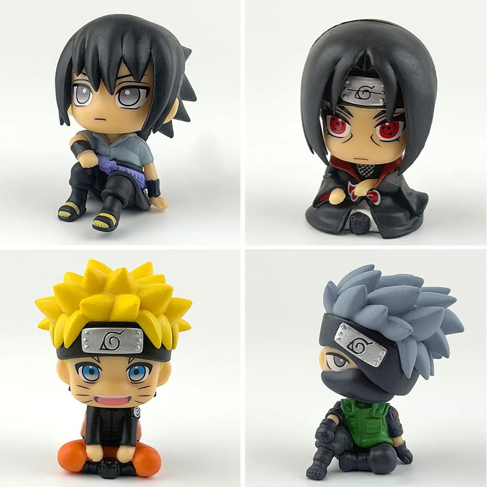 9cm Naruto Anime Figure Naruto/Kakashi /Sasuke/ItachiAction Figure Kawaii Q Version Figurine Car Decoration Model Xmas Toy Gift