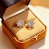 925 Sterling Silver 0.5CT Moissanite Flower Stud Earrings | Sparkling Halo Wedding & Bridal Earrings for Women