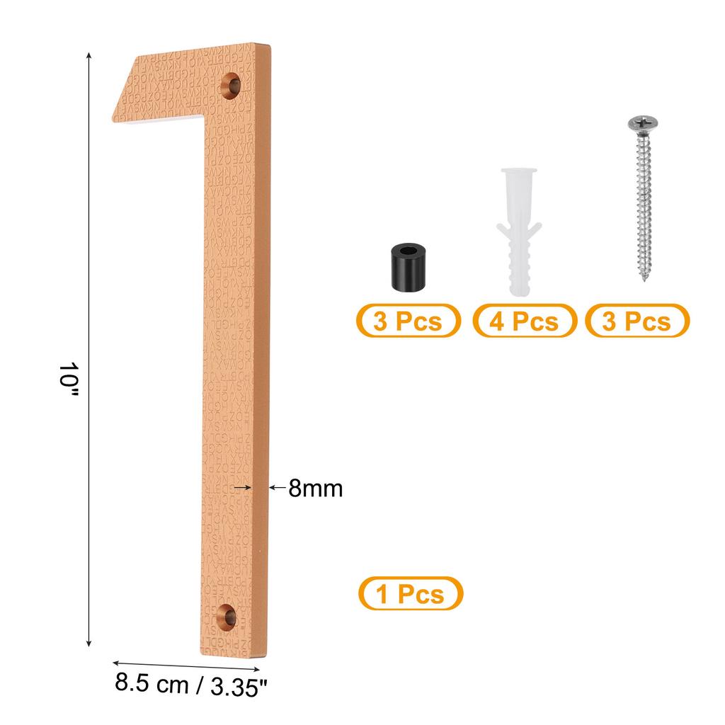 10-дюймовый номер дома, табличка с номерами адреса дома, большая плавающая современная, с винтами для наружной двери, стены улицы, золото, 0-9