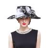 Women Church Hats Wide Brim Sun Derby Hat Organza Fascinators Kentucky Hats for Women Tea Party Wedding Hat