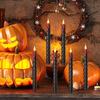 6 шт. светодиодных электрических беспламенных свечей, мерцающий декор, реквизит для Хэллоуина, диммируемый свет, реалистичный подсвечник с пультом дистанционного управления