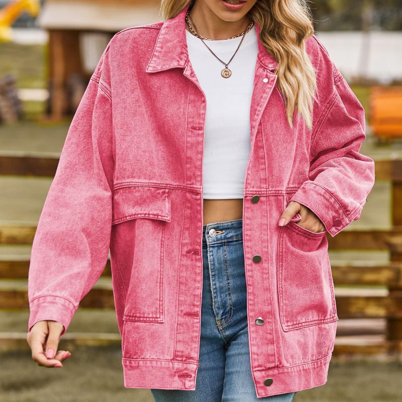 IHUASU Женская универсальная облегающая классическая джинсовая куртка свободного покроя в стиле ретро