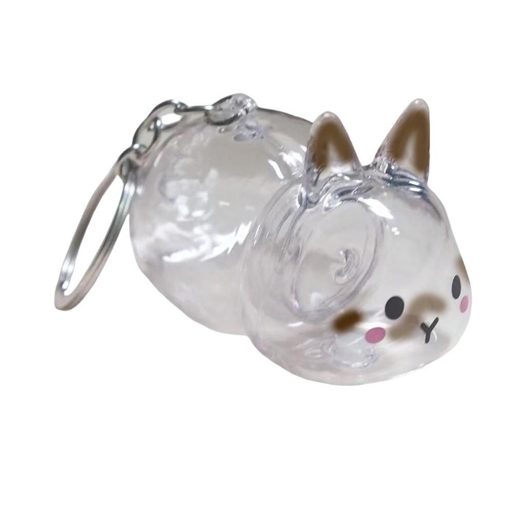 Funny Rabbit Shape Hair Storage Keepsakes Box Keychain Plastic Clear Pet Furs Collector Pendant Decors Pet Lover Gift