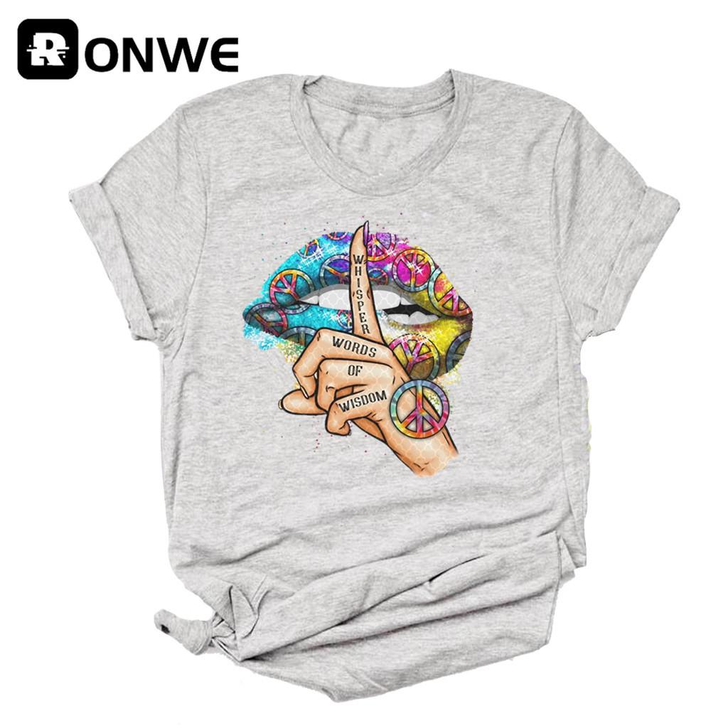 Women Lips Watercolor Graphic T Shirt Girl Base O Neck Sexy Black Tees Kiss Lip Funny