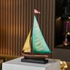 Iron Boat Statue Metal Sculpture Ship Model Sailboat Figurine for Bookshelf Cabinet