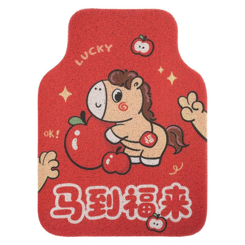 Car floor mat thickened silk ring cartoon main driving universal floor mat rear single piece anti-skid and anti-dirty protective pad