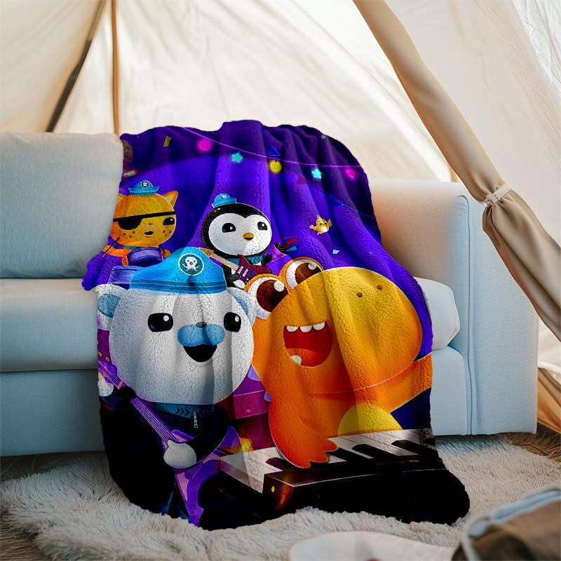 1pc OCTONAUTS1 Theme Blanket - Digital Print, Polyester, Cozy for All Seasons, Perfect for Outdoor, Camping, and Travel