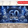 2D Роскошный Сине-Золотой Фон для 60-летия Ткань Баннер для Украшения Вечеринки по Случаю Дня Рождения