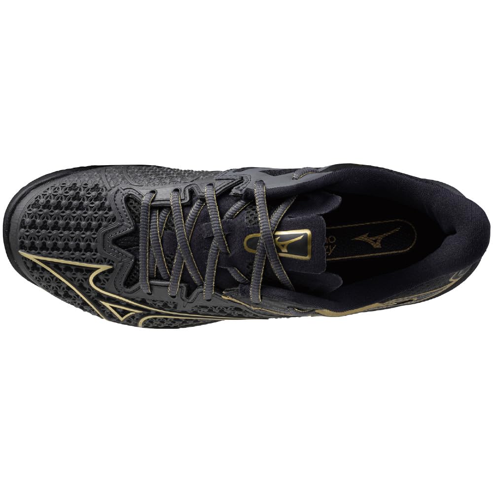 Теннисные кроссовки Wave Exceed TOUR 6 OC для игры на искусственной траве, клубные занятия, легкие, для софт-тенниса и хард-тенниса, темно-серый x золотой x черный, см 2E [Mizuno]