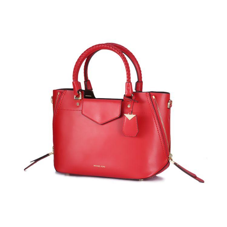 Michael Kors Mk Blakely Однотонная большая сумка-тоут для поездок на работу Сумка через плечо Средние женские сумки Ярко-красный 30S8GZLM6L-BRIGHT-RED