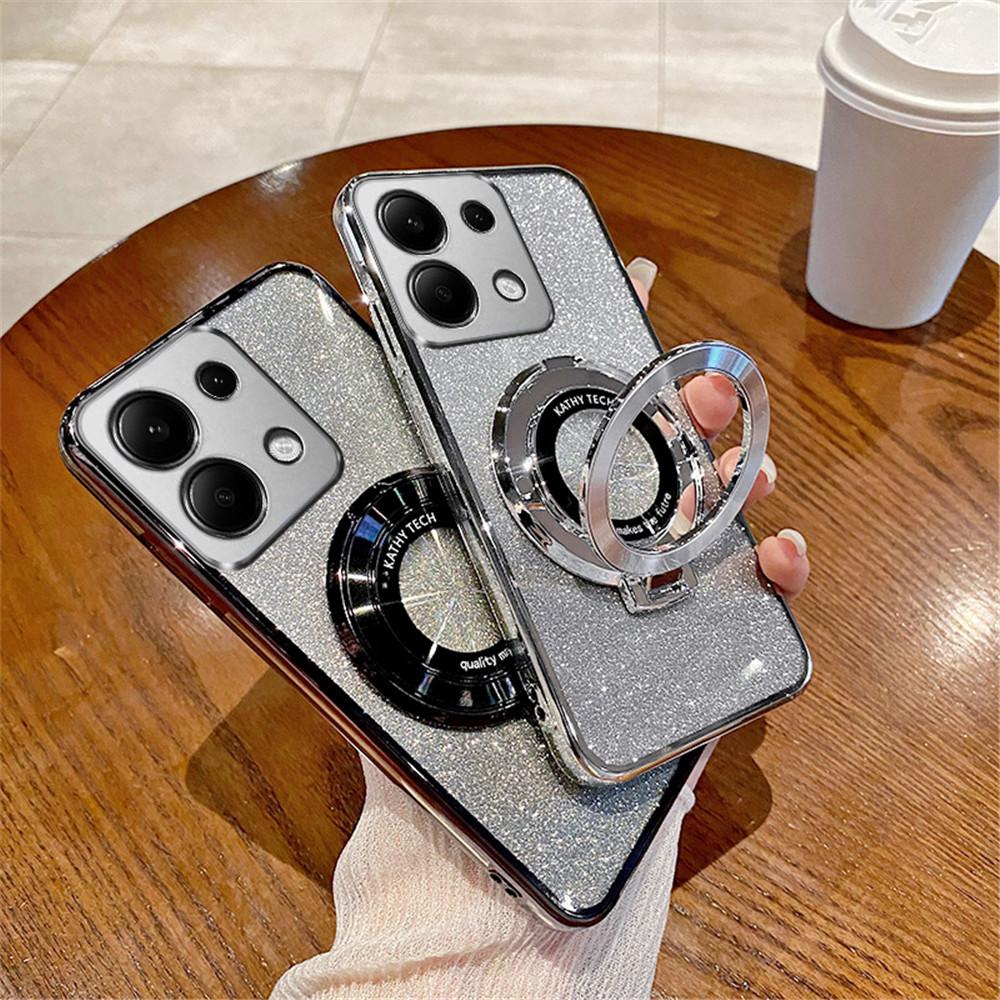 Роскошный чехол с магнитной подставкой и блестками для Xiaomi Mi POCO X6 X5 M6 Pro X3 NFC C65 C55 Couqe 13T 12T 11T 13 12 11 Lite