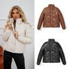 Новая осенне-зимняя короткая кожаная куртка женская куртка европейская и американская утолщенная хлопковая подкладка одежда хлеб одежда